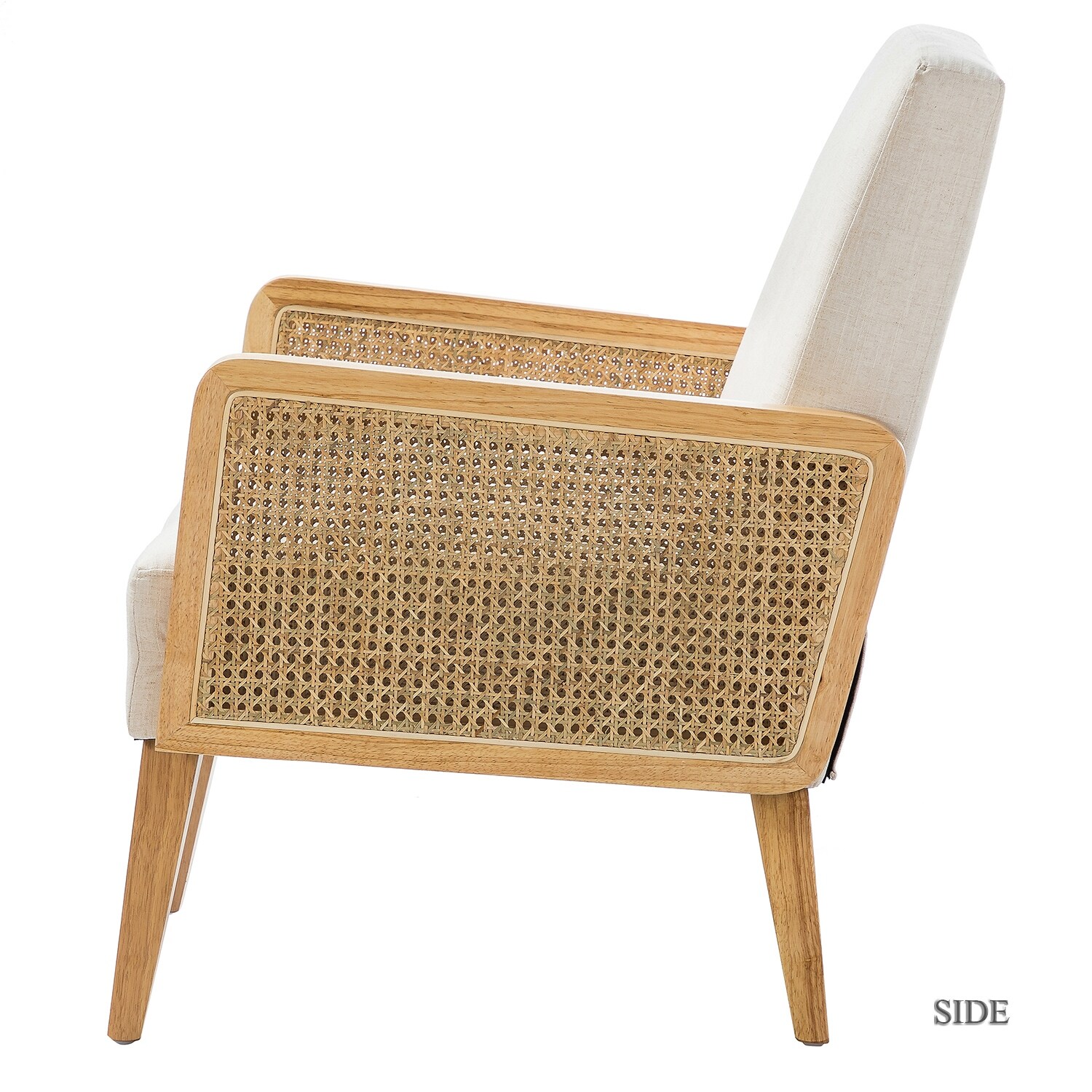 Delphine beige natural legs cheap cane accent chair