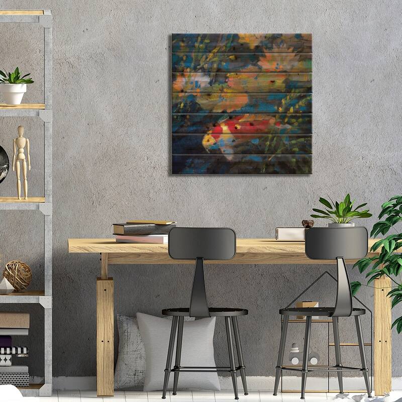 Water Garden II Print On Wood by Leif Ostlund - Multi-Color