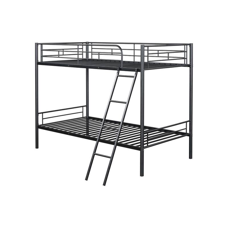 Twin-over-Twin Metal Bunk Bed with Angled Ladder