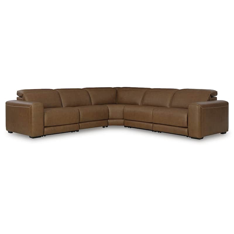 Signature Design by Ashley Rally-Up Brown 5-Piece Power Reclining Sectional - 142" W x 142" D x 34" H