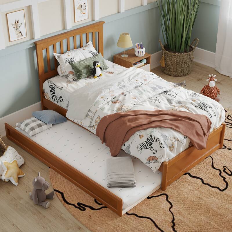 Everett Platform Bed with Panel Footboard and Twin Trundle