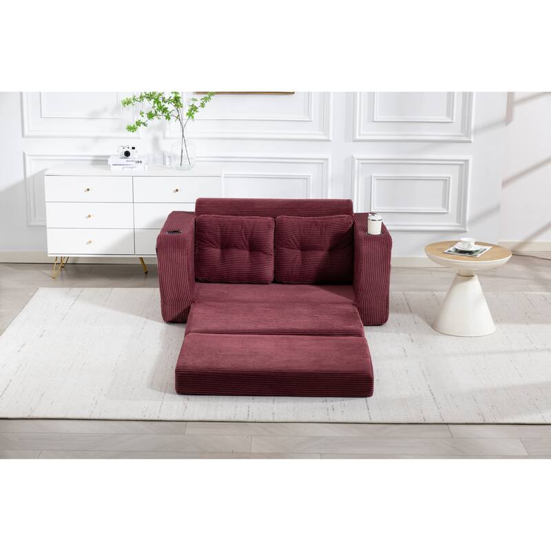 Convertible Sofa Bed, Expandable double Sofa Bed, 2 in 1 Convertible Sofa Bed, Fold Out Floor Couch with Pillows