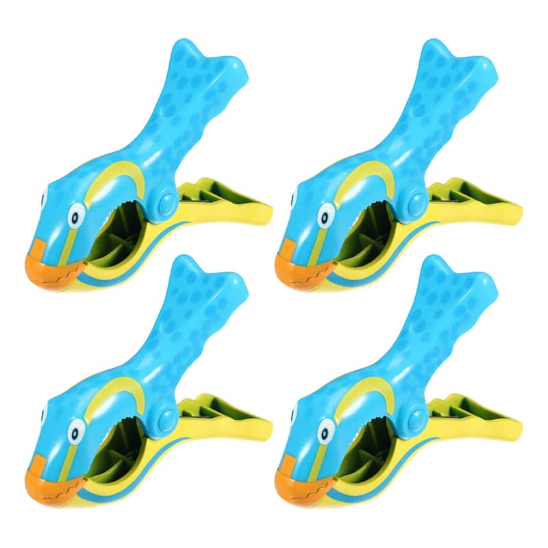 Clownfish ABS Clothespins for Clothes 4.53"x3.39"x1.50" Yellow Blue 4 Pcs - Yellow Blue