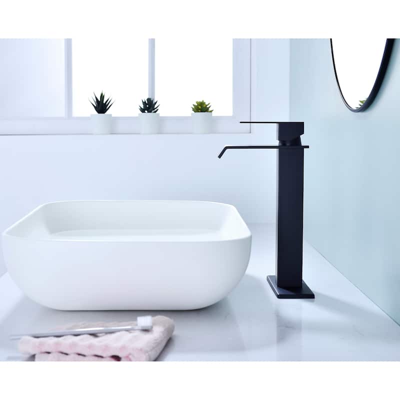 Waterfall Bathroom Sink Single Handle Faucet with Pop Up Drain, No Overflow, Corrosion and Rust Resistant