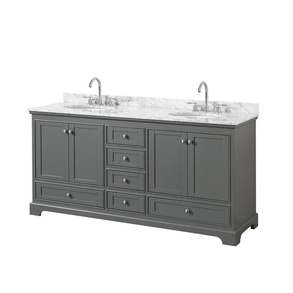Wyndham Collection Deborah 72" Free Standing Double Vanity Set with