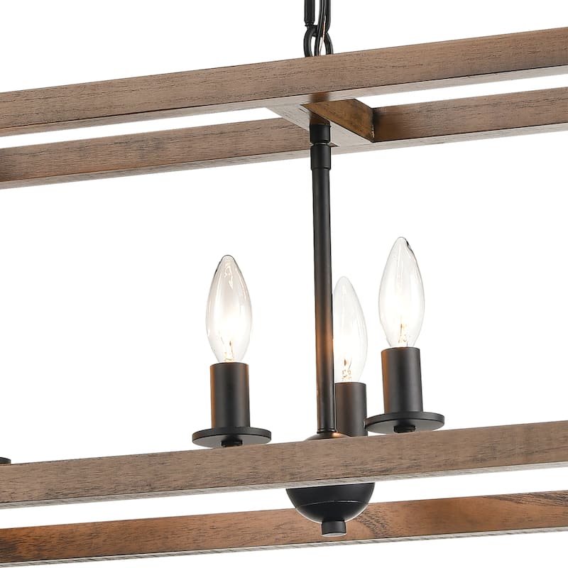 Elk Home Barrow Matte Black Wood 6 Light Chandelier
