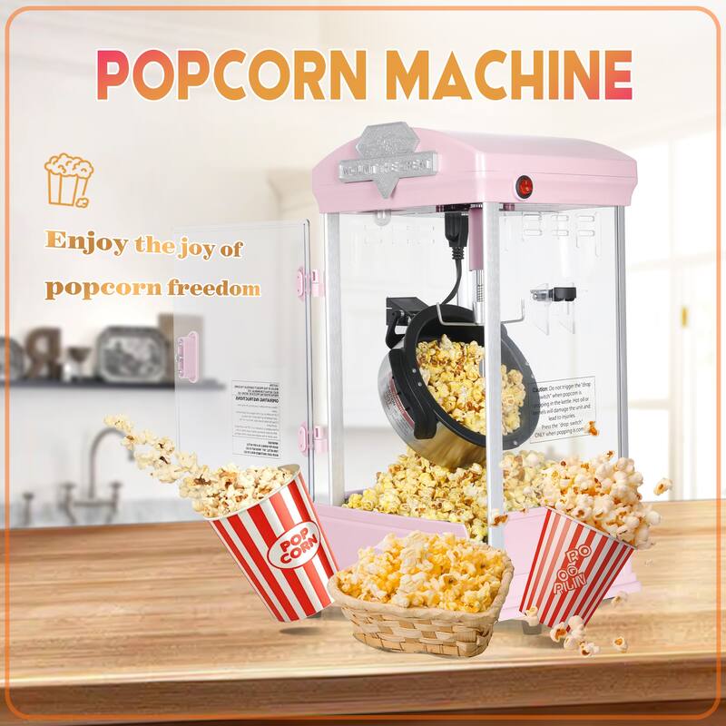 Portable Popcorn MAKER Machine, 8 Ounce Kettle Popcorn Maker , Warming Deck, Countertop Popcorn Popper