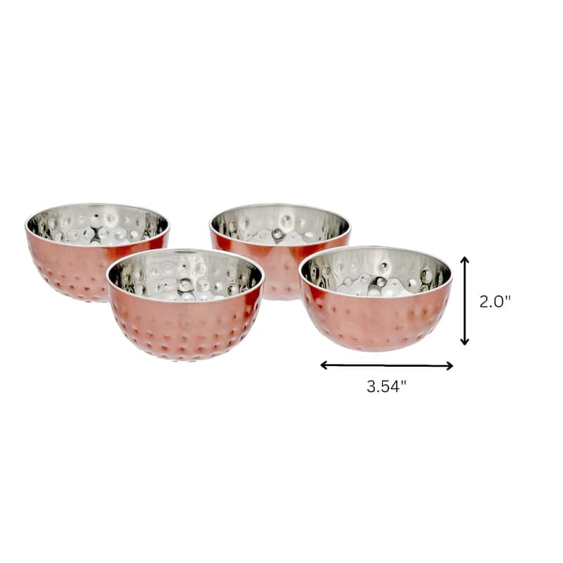 Metallic Rose Bidding Bowls With Hammering 3.54"