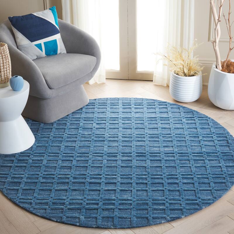 SAFAVIEH Hand-Loomed Impressions Apollonie Modern & Contemporary Wool Rug - 6' Round - Blue