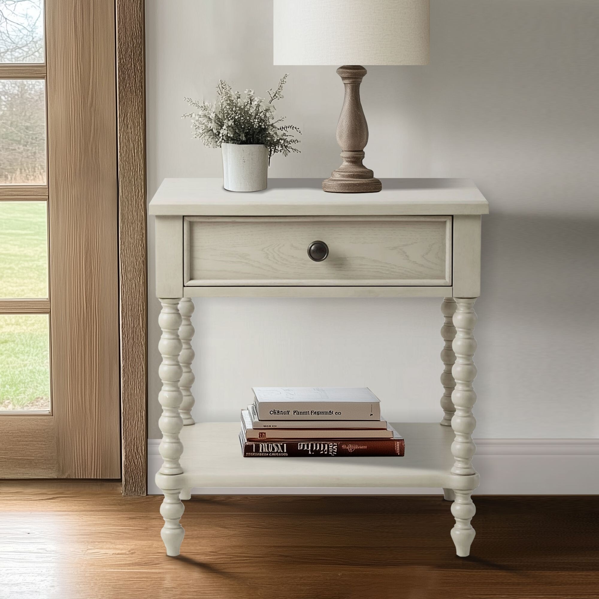 Madison Park Signature Beckett Turned Wood Spindle Nightstand with