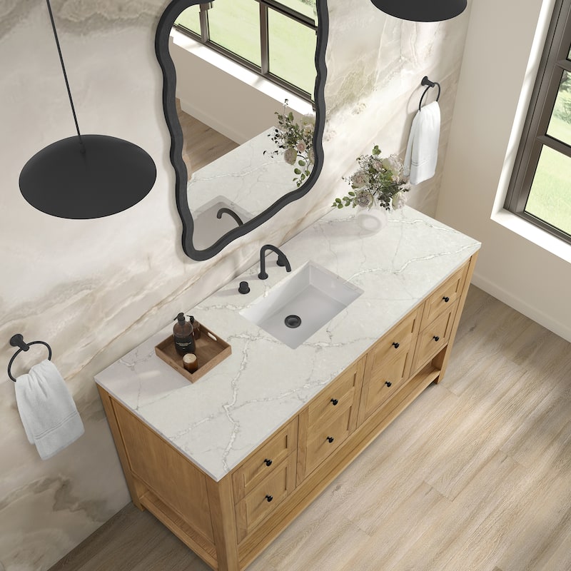 Breckenridge 60" Single Vanity, Light Natural Oak, w/FreePower Wireless Charger