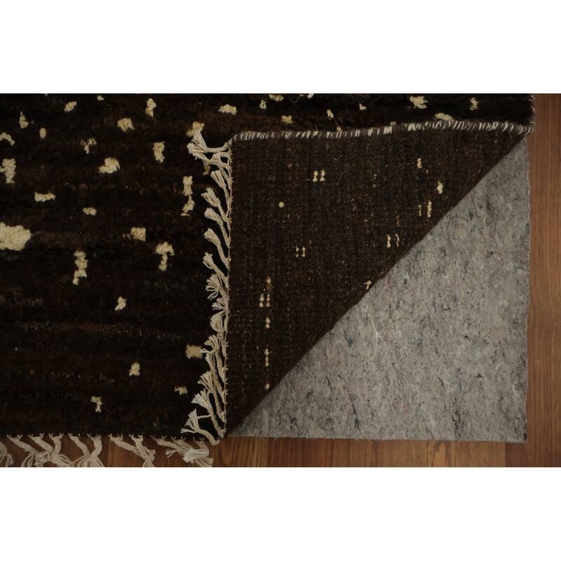 Hand Knotted Oriental 100% Wool Carpet Tribal Abstract Brown Moroccan Area Rug - 7' 11'' X 5' 7''
