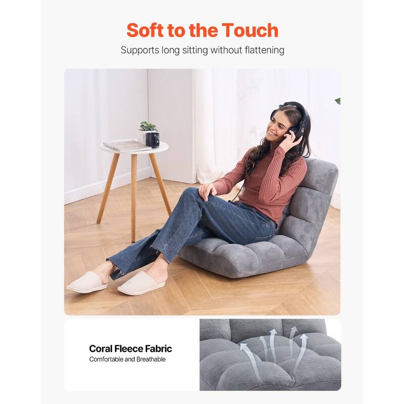 Floor Chair with Backrest Adjustable Folding Sofa Chair for Kids & Adults