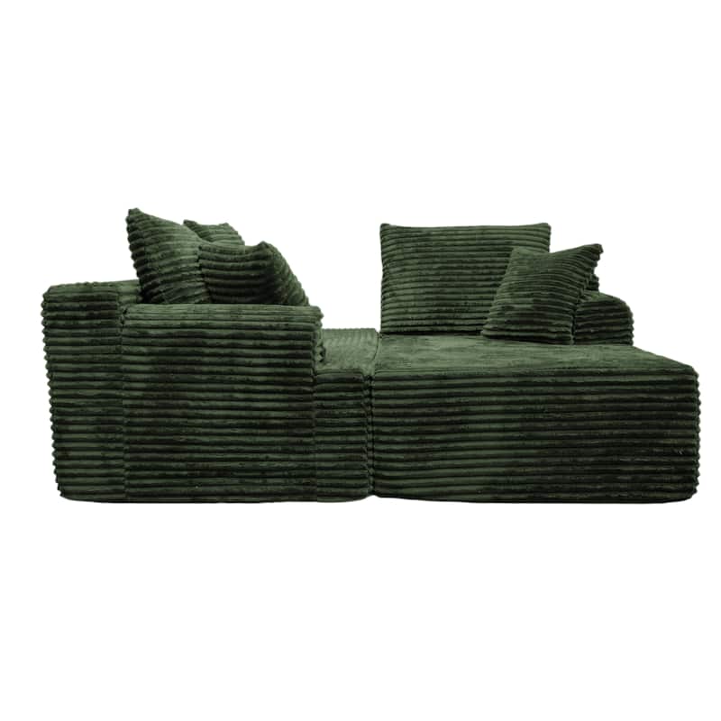 L-Shaped Corner Sectional Sofa Set with Side Chaise Lounge, Soft Foam Cushion Modular Sofa Corduroy Leisure Couch