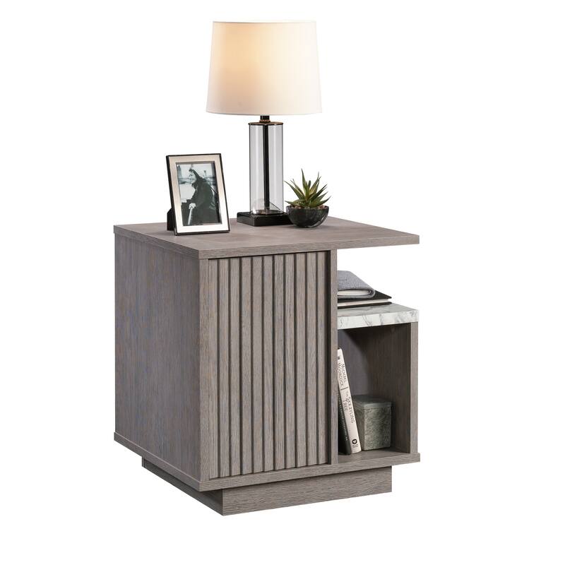 Wood Nightstand with Contemporary Design, Brown