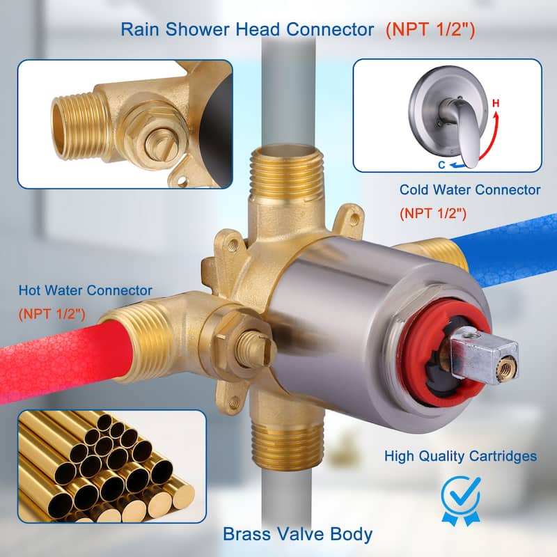WOWOW Single Handle 5-Spray Shower Faucet with Valve
