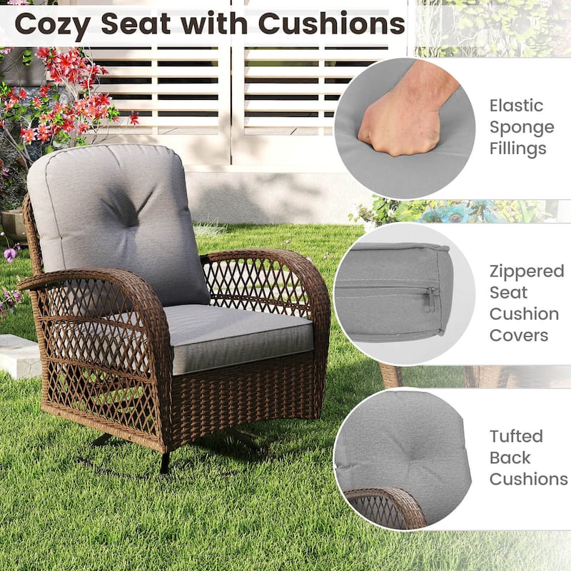 Costway 3 PCS Patio Swivel Rocker Set Gliding Bistro Furniture Set - See Details