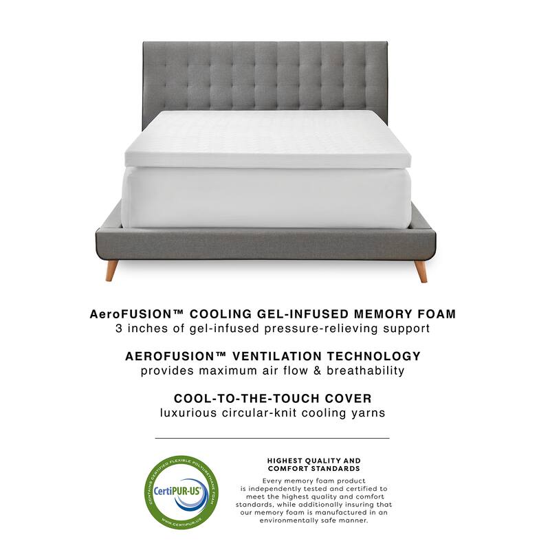 Bodipedic Cooling 3-Inch Memory Foam Mattress Topper with Cooling Cover