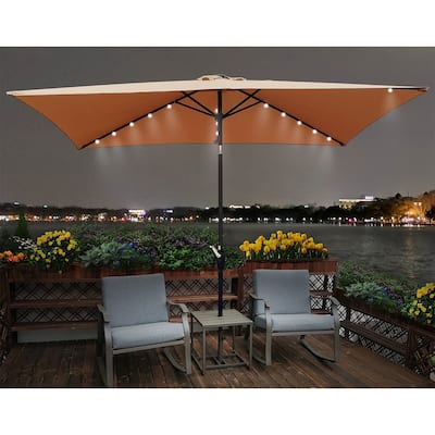 10 ft. Steel Outdoor Market Patio Umbrella with LED Lights