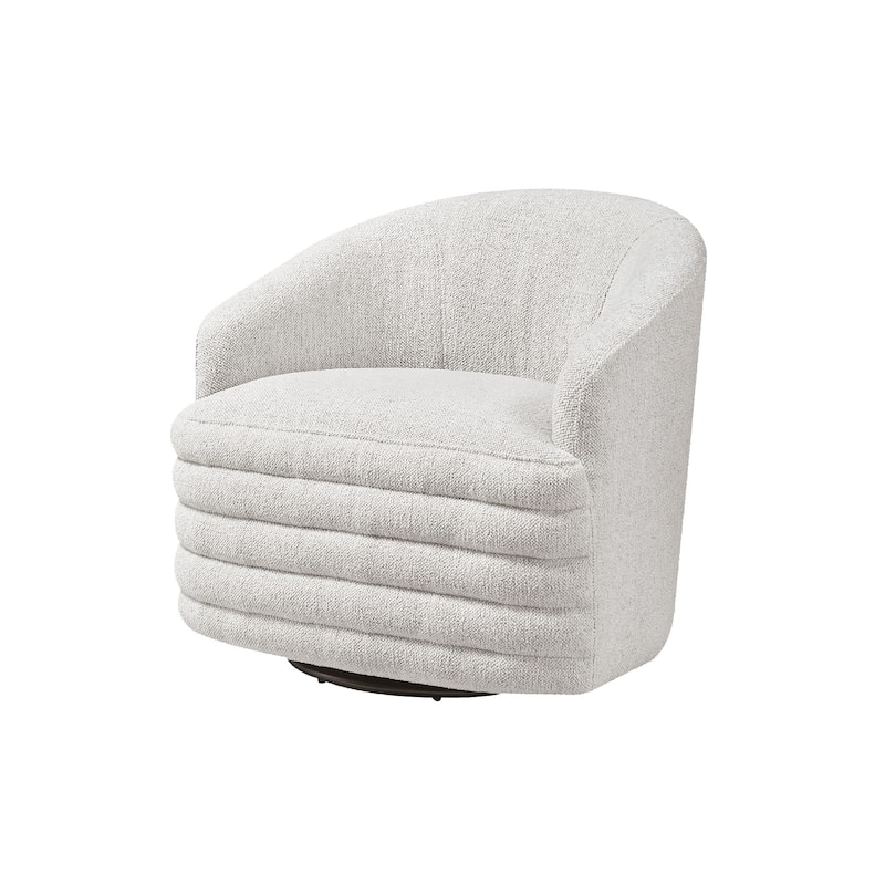 Vinn Swivel Accent Armchair, Barrel Design, Beige Chenille Fabric