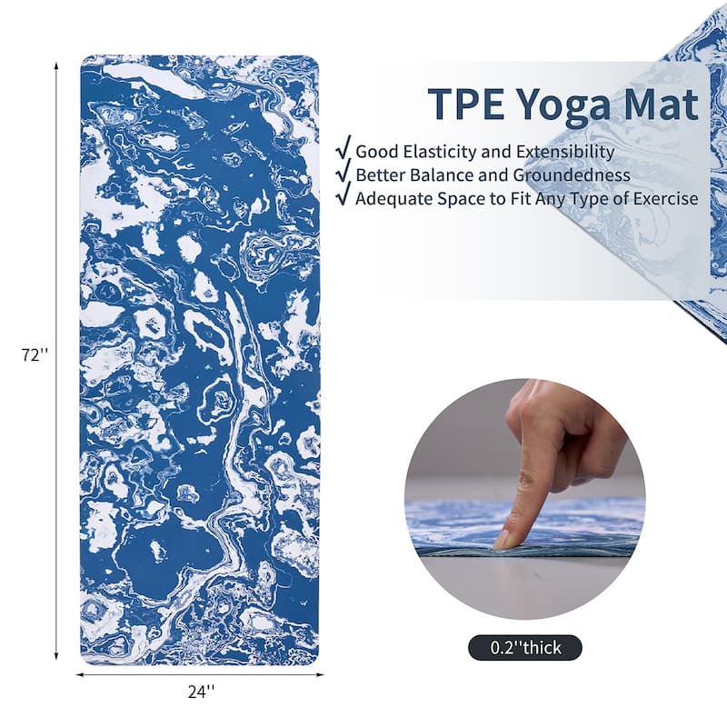 72x24" Extra Thick TPE Yoga Mat,Non-Slip Professional for Pilates Home