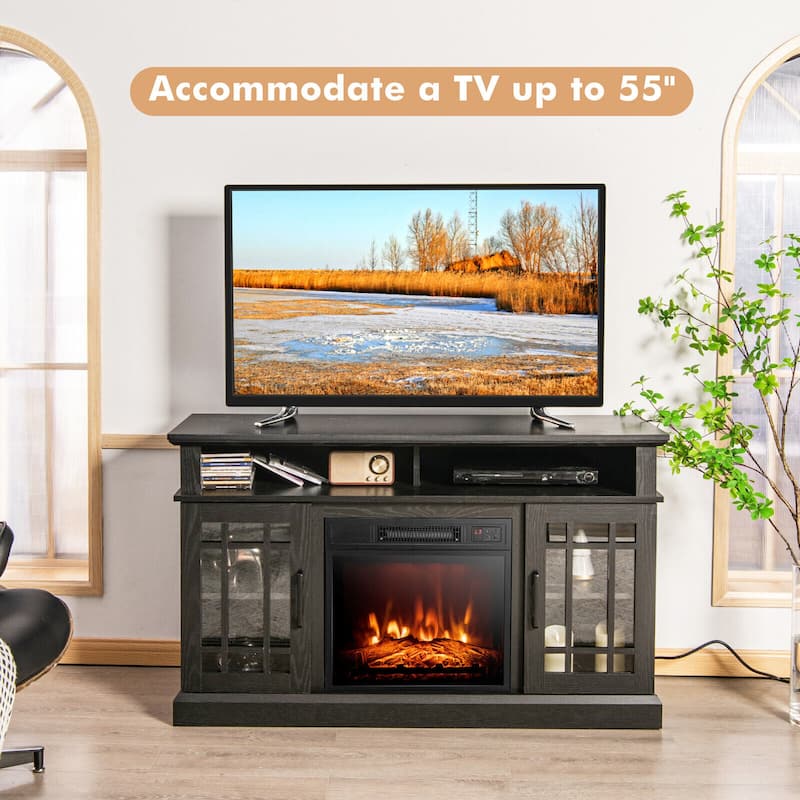 Gymax 48" TV Stand Console Cabinet w/ Fireplace Entertainment Center - 48'' x 16'' x 30''