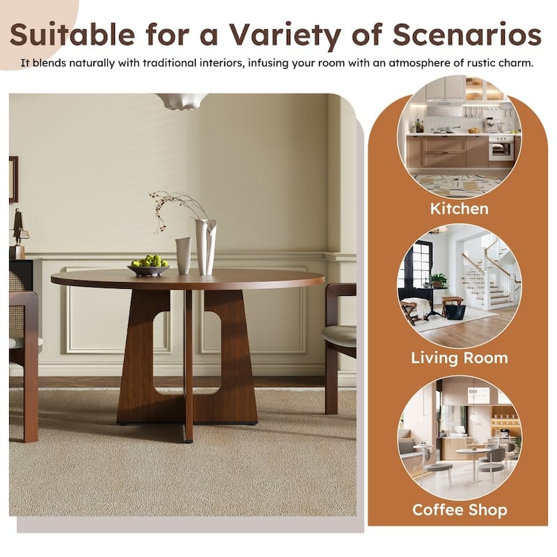 47.24" Farmhouse MDF Circle Round Dining Table