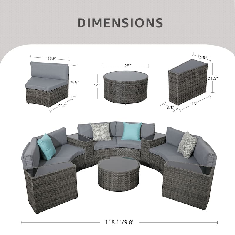 Outdoor 11-Piece Rattan Sofa Sectional Set