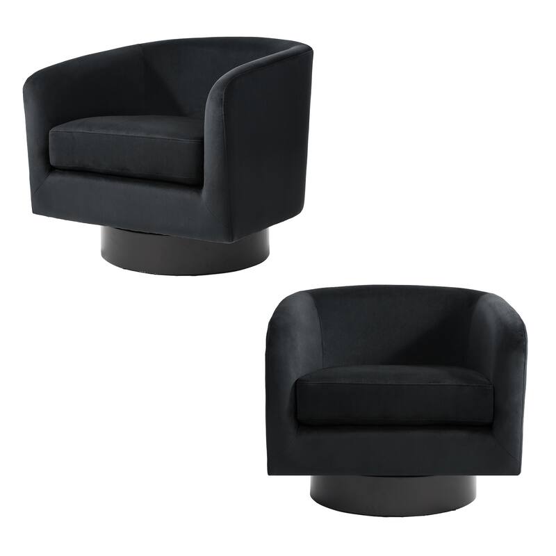 2 Set 360-Degree Swivel Round Barrel Chair Velvet Accent Chairs