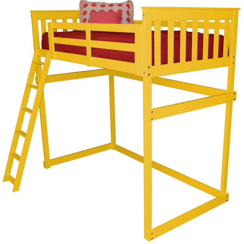 Pine Twin Mission Loft Bed with Side Ladder