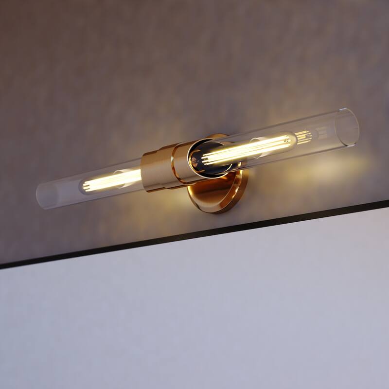 Webster 2 Light LED Compatible Contemporary Bathroom Vanity Wall Sconce Fixture Clear Glass