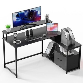 L-shape Computer Desk with File Drawer and Storage Shelves - Bed Bath ...