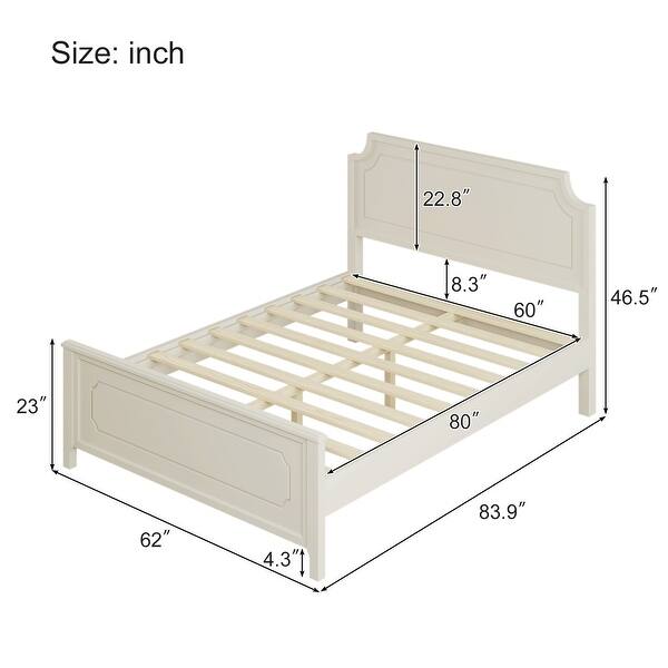 Queen Size Solid Rubber Wood Platform Bed with Headboard, for Any ...