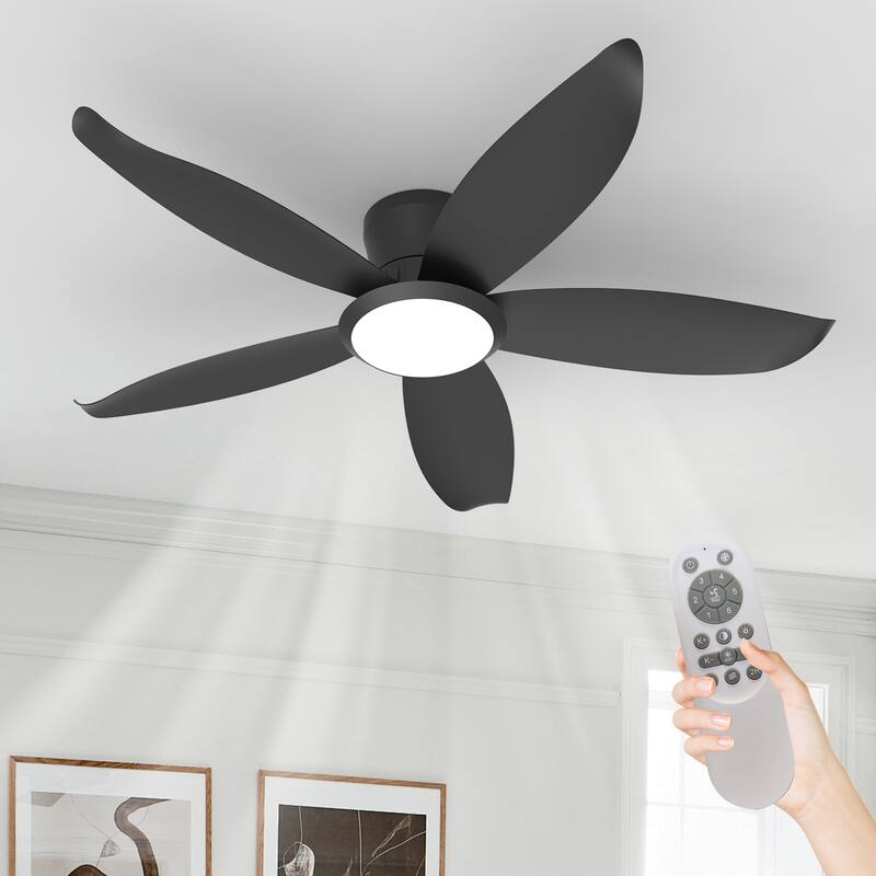 42-inch Wood Grain Finish Blades High Airflow Easy-Install Plug-in ABS Blade Ceiling Fan Light