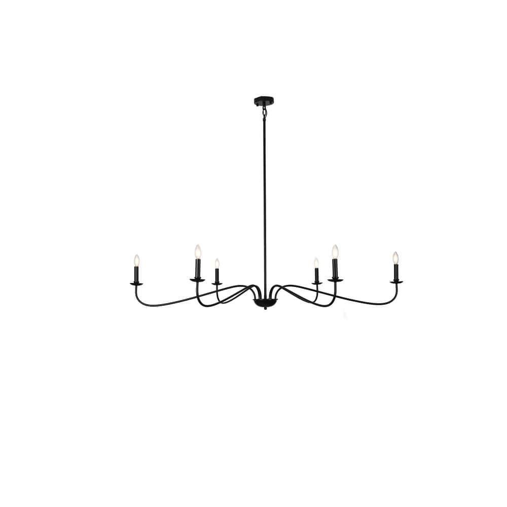 6 Light 64 Inches Minimalist Chandelier in Matte Black / Gold /Chrome