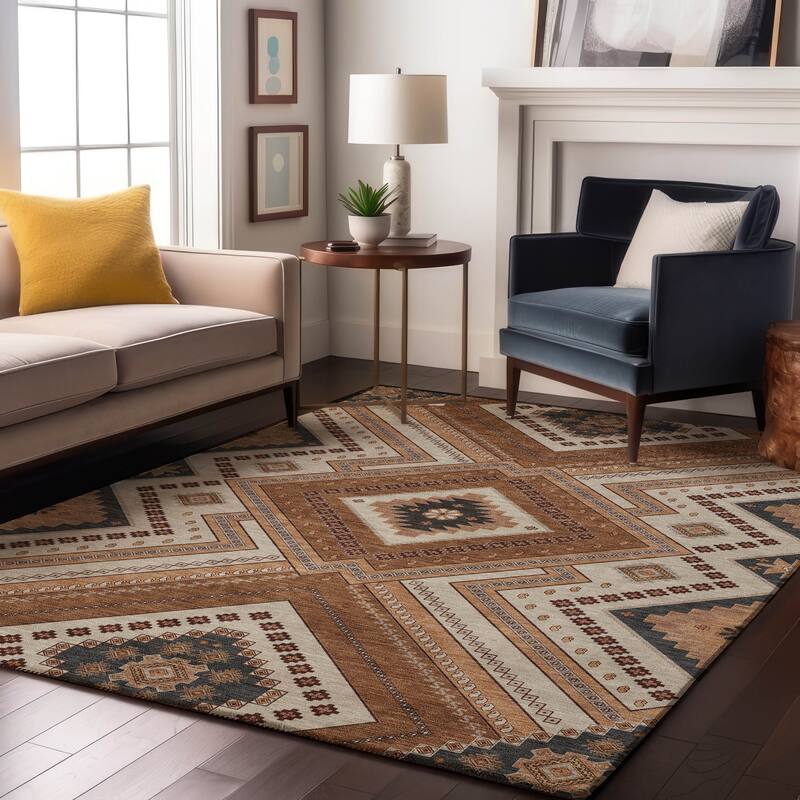 Premium Washable Super Soft Boho Global Mayfield Rug - Copper - 3' x 5'
