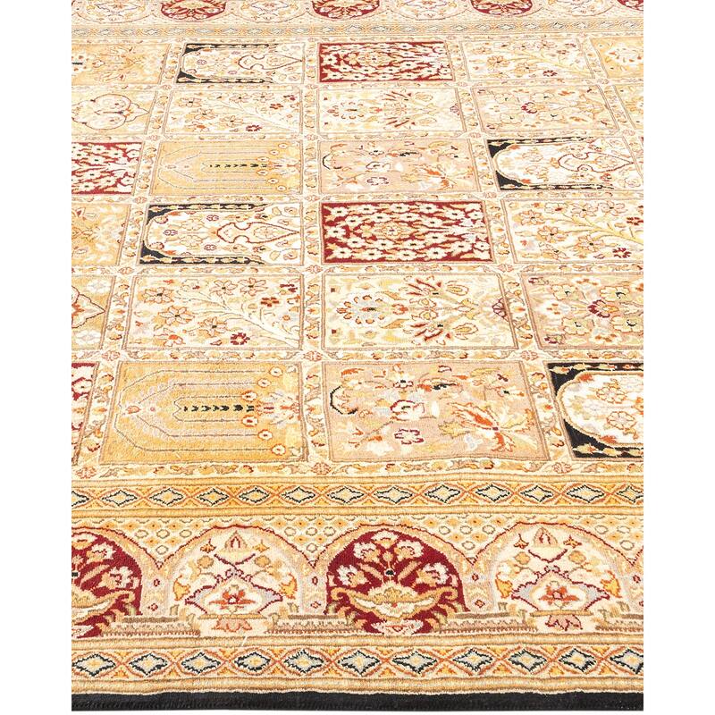 Overton Hand Knotted Wool Contemporary Oriental Black Area Rug - 6' x 9'