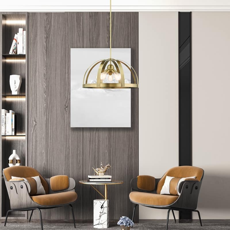 Livex Lighting 5-light Antique Brass Pendant Chandelier, 49645-01 - 24"W x 15.5" - 51.5"H