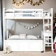preview thumbnail 9 of 13, Functional Full Over Full Bunk Bed with Desk and Guardrails for Kids, Adults White