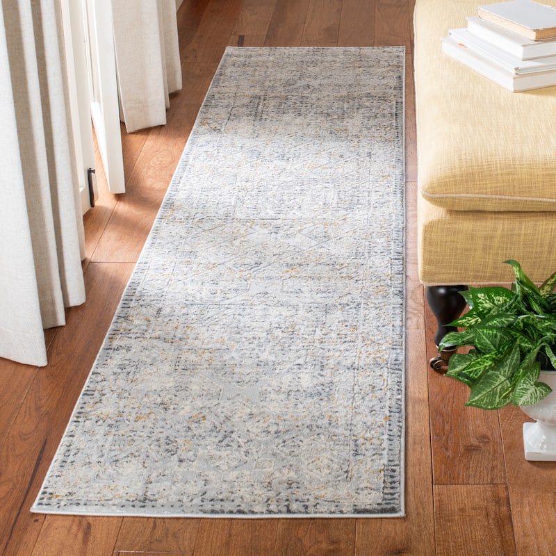 SAFAVIEH Alhambra Frine Vintage Oriental Rug - 2' x 8' Runner - Light Grey/Grey