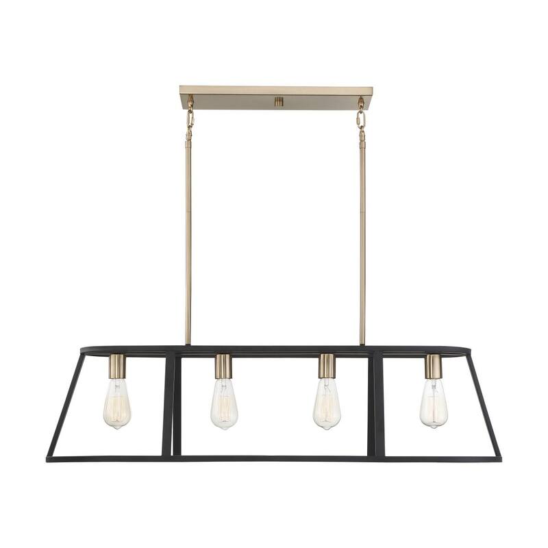 Chassis 4-Light Island Pendant Fixture - N/A - Copper Brushed Brass / Matte Black