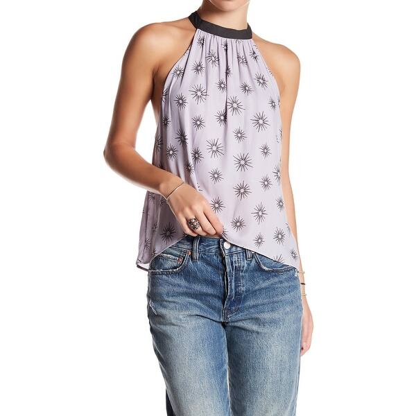 Shop Free People Purple Womens Xs Print Mock Neck Halter Tank Top Overstock 22020244