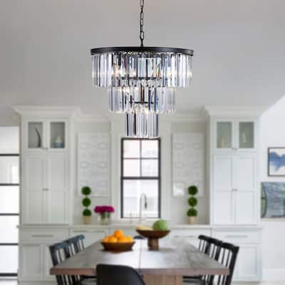 20-Inch 3-Tier Crystal Chandelier – 7-Light Frame Pendant Light for Living Room, Dining Room & Bedroom (Bulbs Not Included)