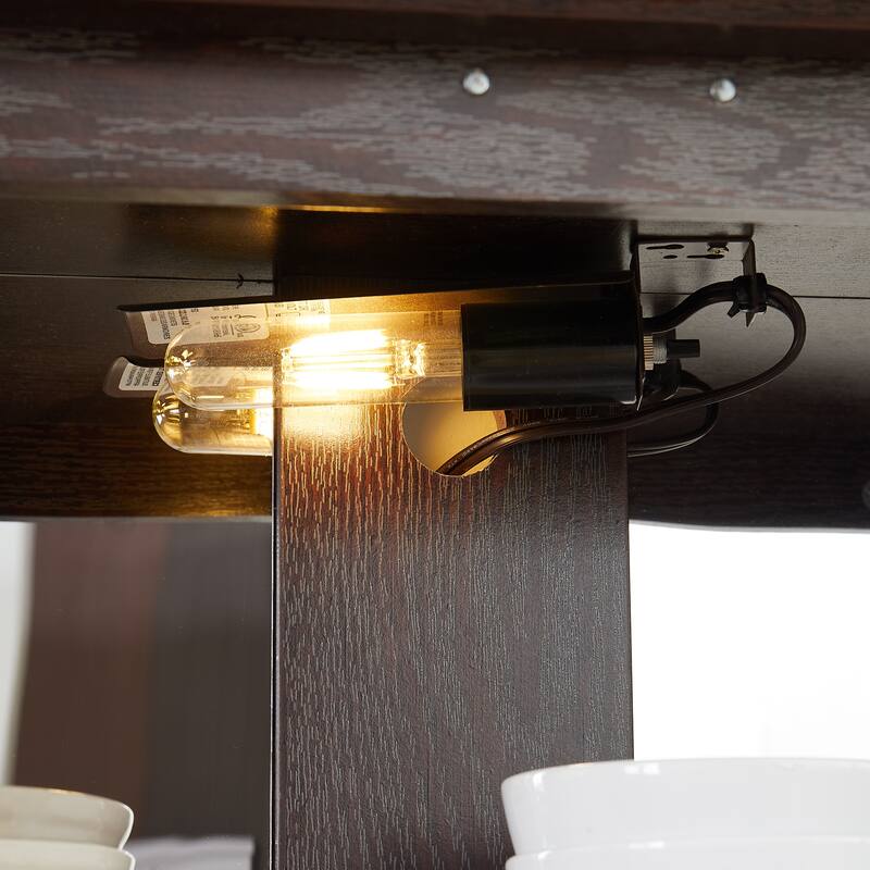 GDFStudio - Traditional Storage Lighted Curio Display Cabinet with Glass Doors and Drawer