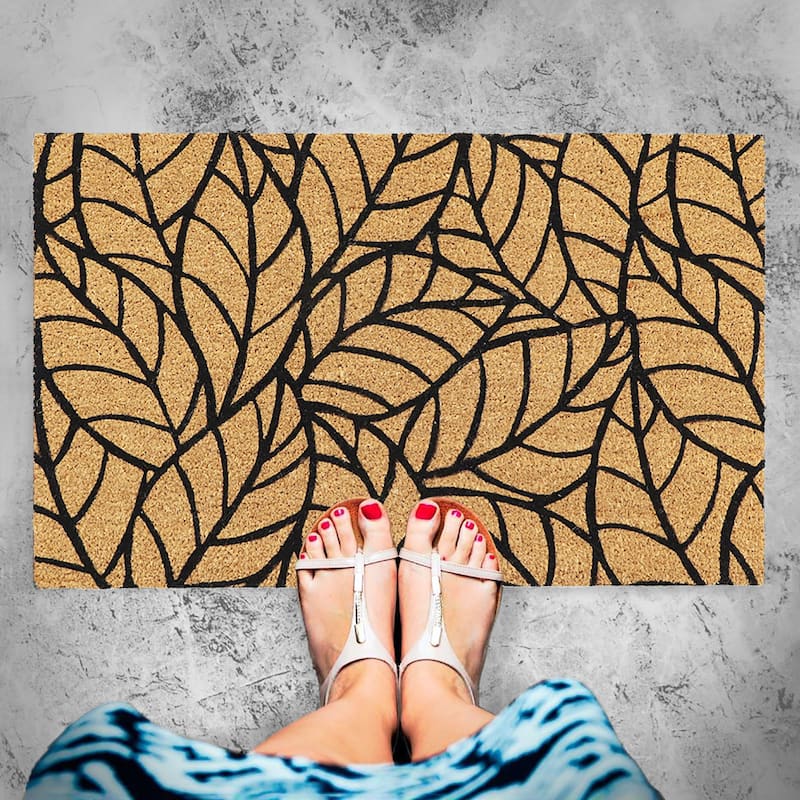 Modern Leaf Pattern Welcome Mat