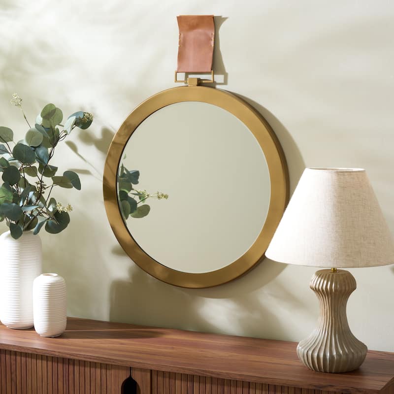 SAFAVIEH Shira Out Warm Amber 21-inch Round Decorative Mirror - 21" x 1.5" x 21" - 21Wx2Dx21H