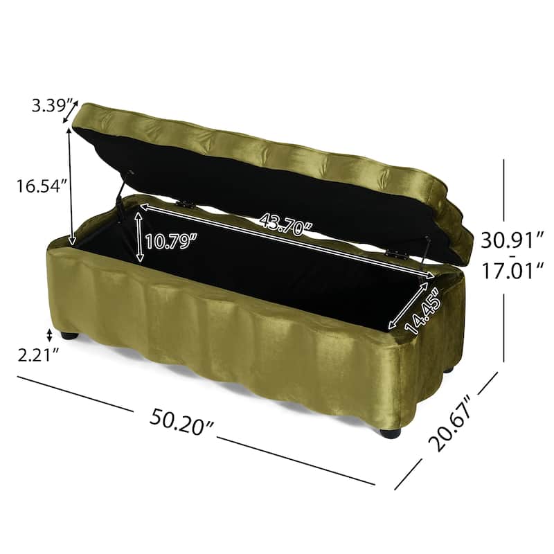 Christopher Knight Home - Milan Modern Velvet Storage Ottoman with Scalloped Design