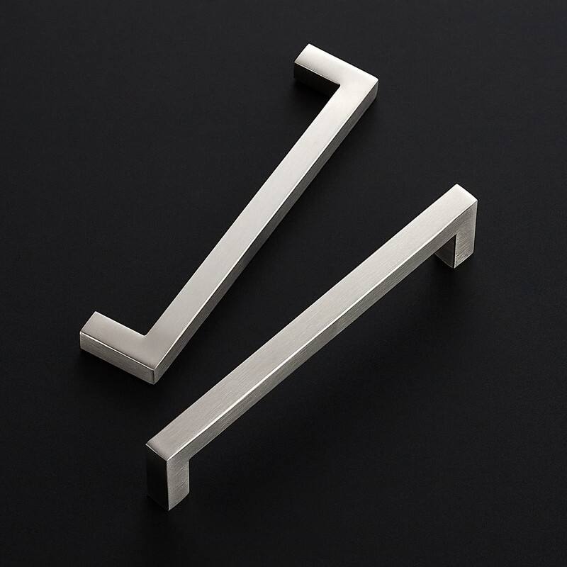 10 Pack 6-1/4 Inch Kitchen Square Cabinet Handles - Brushed Nickel - 6"L x 1"W