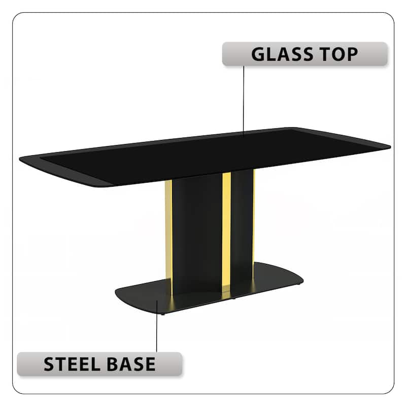 Sylva Dining Table Rectangular Tabletop in Gold Pedestal Base