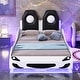 preview thumbnail 2 of 7, Twin Size Race Car-Shaped Platform Bed with LED and Upholstered Backrest